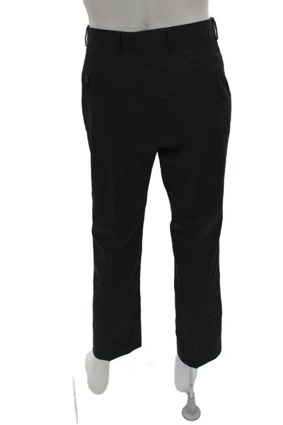 Paul Smith London Mens Cropped Dress Pants Black Button Cotton Size 34