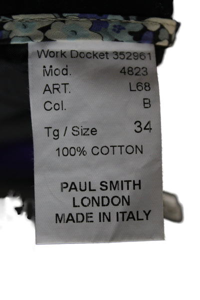 Paul Smith London Mens Cropped Dress Pants Black Button Cotton Size 34