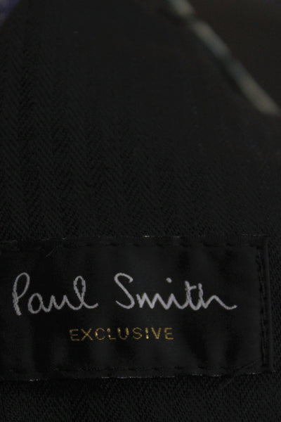 Paul Smith London Mens Cropped Dress Pants Black Button Cotton Size 34