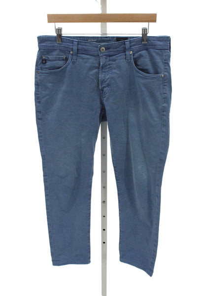 AG Adriano Goldschmied Mens Chino Cropped Pants Blue Button 97%Cotton Size 33