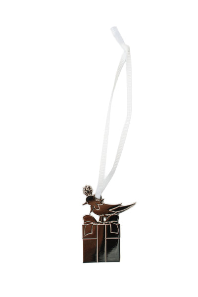 Tiffany & Co Silver Tone Bird Gift Box Ornament