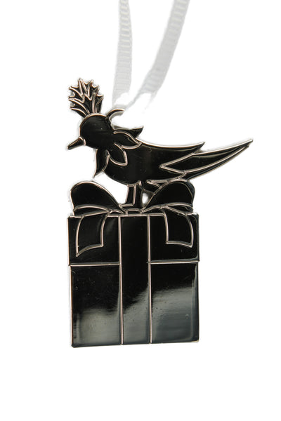 Tiffany & Co Silver Tone Bird Gift Box Ornament