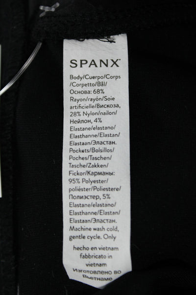 Spanx Women Dress Pants Black 100% Polyester Button Closure Size M