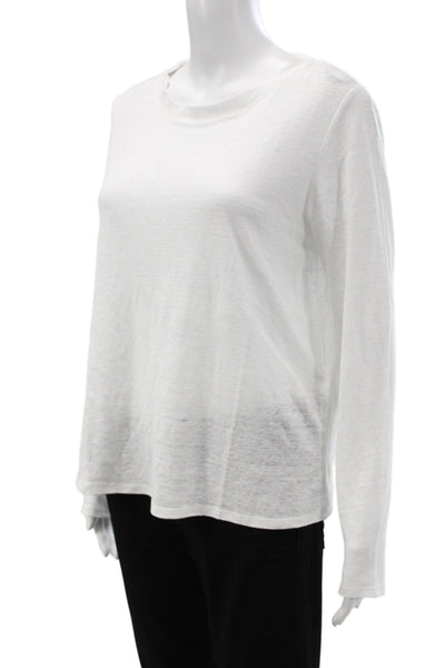 Eileen Fisher Womens Crew Neck Long Sleeve Organic Linen T Shirt Size S Petite