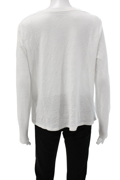 Eileen Fisher Womens Crew Neck Long Sleeve Organic Linen T Shirt Size S Petite