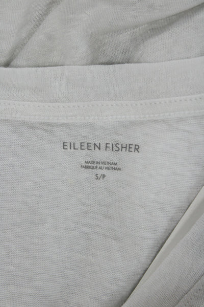 Eileen Fisher Womens Crew Neck Long Sleeve Organic Linen T Shirt Size S Petite