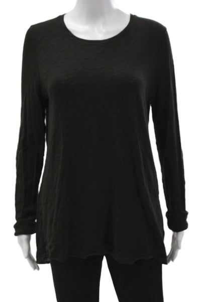 ATM Women Tunic Blouse Black Cotton Long Sleeve Round Neck Size L