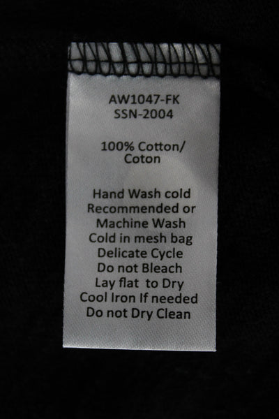 ATM Women Tunic Blouse Black Cotton Long Sleeve Round Neck Size L