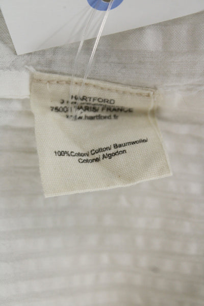 Hartford Womens White Cotton High Neck Button Up Blouse Long Sleeve Size 1