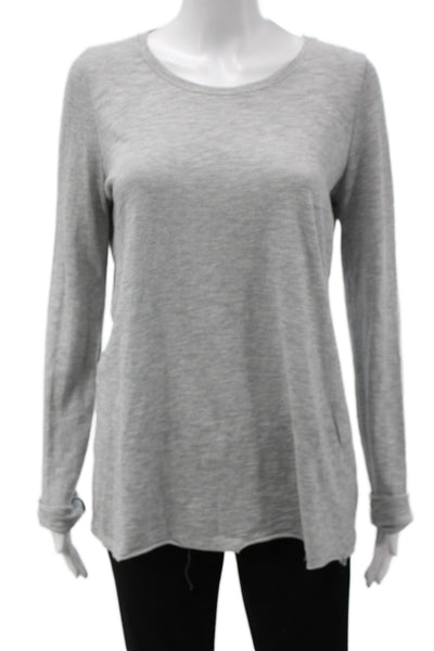 ATM Womens Long Sleeve Jersey T-Shirt Gray Round Neck Pima Cotton Size M