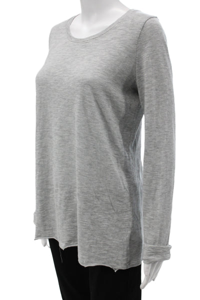 ATM Womens Long Sleeve Jersey T-Shirt Gray Round Neck Pima Cotton Size M