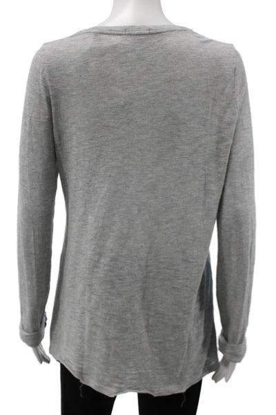 ATM Womens Long Sleeve Jersey T-Shirt Gray Round Neck Pima Cotton Size M