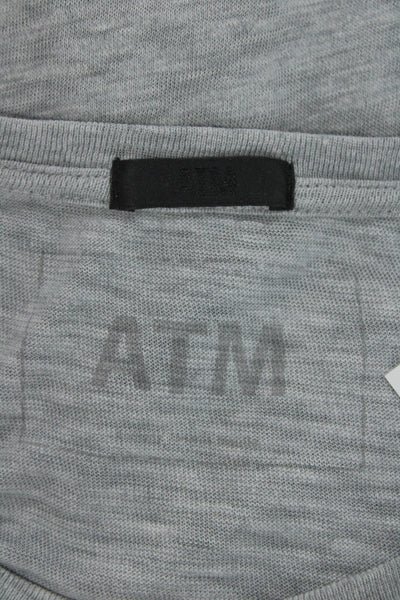 ATM Womens Long Sleeve Jersey T-Shirt Gray Round Neck Pima Cotton Size M