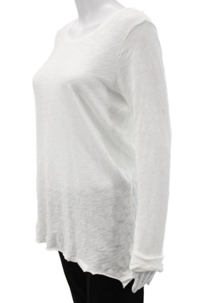 ATM Womens Basic Jersey T-Shirt White Cotton Long Sleeve Round Neck Size M