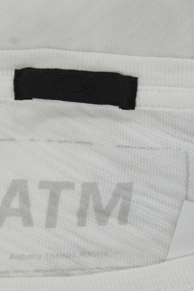 ATM Womens Basic Jersey T-Shirt White Cotton Long Sleeve Round Neck Size M