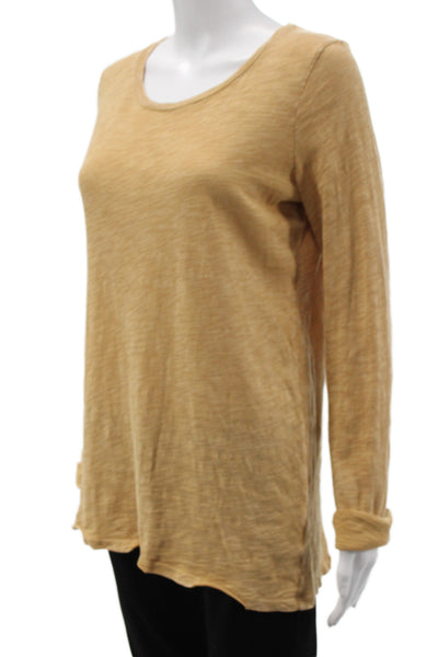 ATM Womens Basic Tunic T Shirt Long Sleeve Round Neck Cotton Tan Size M