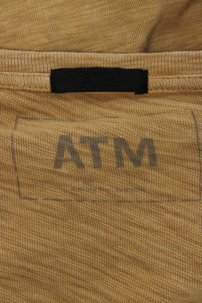 ATM Womens Basic Tunic T Shirt Long Sleeve Round Neck Cotton Tan Size M