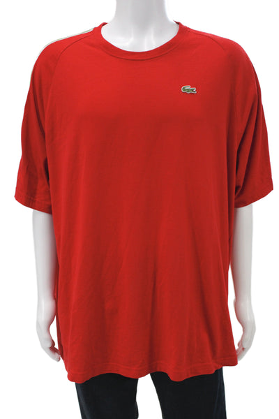 Lacoste Mens Red Cotton Short Sleeve T-Shirt Designer Size 9