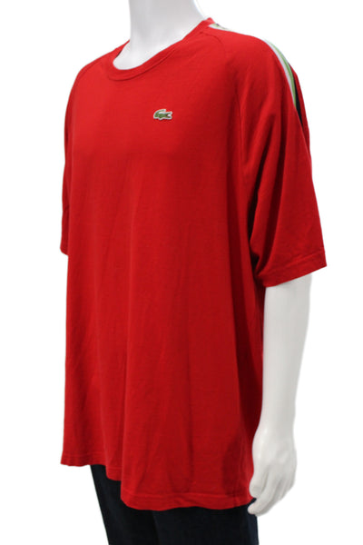 Lacoste Mens Red Cotton Short Sleeve T-Shirt Designer Size 9