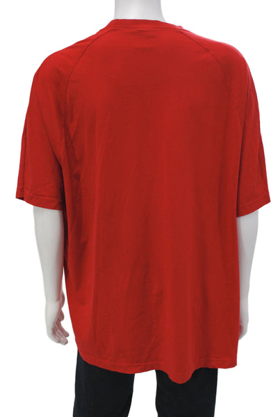 Lacoste Mens Red Cotton Short Sleeve T-Shirt Designer Size 9