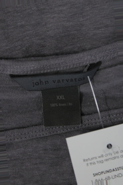 John Varvatos Mens Designer Cotton Crew Neck Short Sleeve T-Shirt Gray Size 2XL