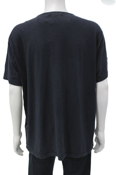 John Varvatos Mens T-Shirt Dark Blue Cotton Short Sleeve Classic Size 2XL