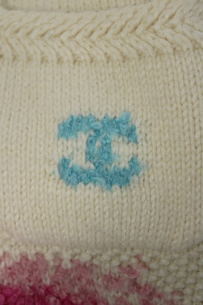 Chanel Unisex Full Zip Pullover Sweater Beige Cashmere Wool Silk Size 40