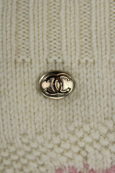 Chanel Unisex Full Zip Pullover Sweater Beige Cashmere Wool Silk Size 40