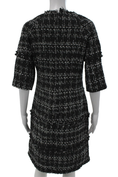 J. Ing Womens Sheath Shift Black Check Long Sleeves Knee Length Size L
