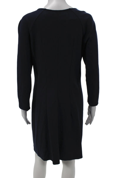 Wolford Womens Shift Dress Dark Blue Long Sleeve Round Neck Size 8