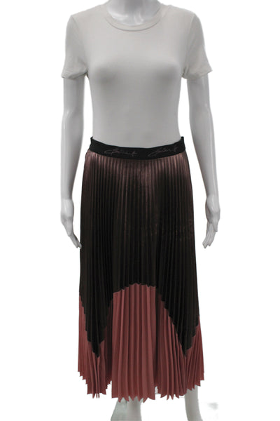 Beatrice Womens Pleated Maxi Skirt Black Polyester Size 6
