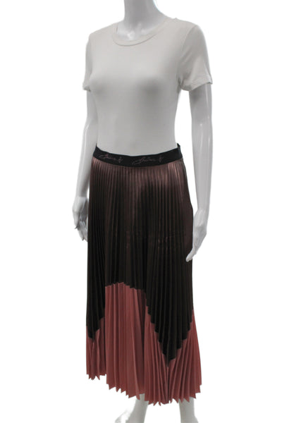 Beatrice Womens Pleated Maxi Skirt Black Polyester Size 6