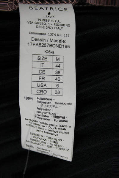Beatrice Womens Pleated Maxi Skirt Black Polyester Size 6