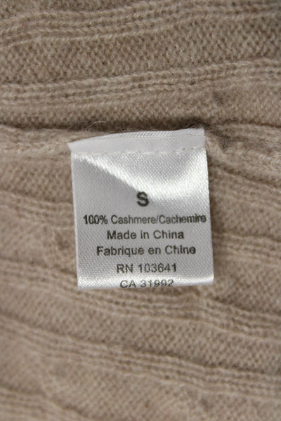 Kier + J Women Beige Cashmere Virgin Wool Silk Button Crew Neck Cardigan Size S