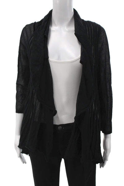 Lafayette 148 New York Unisex Black Cashmere Cardigan 3/4 Sleeve Size L