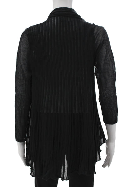 Lafayette 148 New York Unisex Black Cashmere Cardigan 3/4 Sleeve Size L