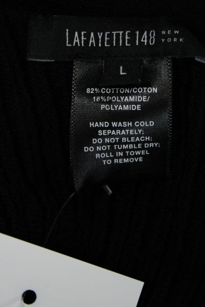 Lafayette 148 New York Unisex Black Cashmere Cardigan 3/4 Sleeve Size L
