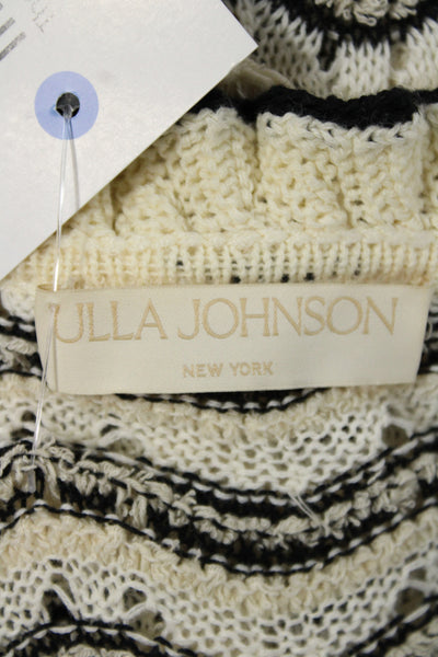 Ulla Johnson Women Sweater Dress Beige Striped Crew Neck Long Sleeve Size S
