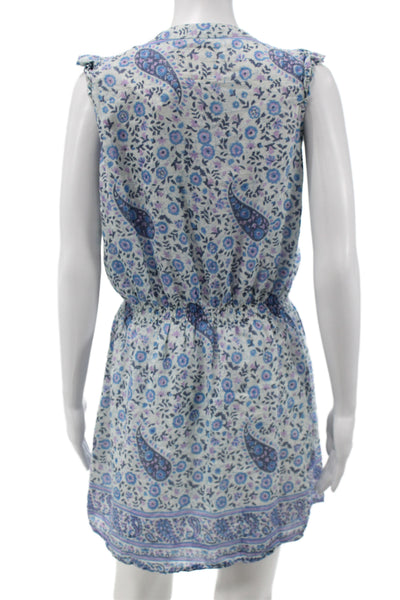 Bell Women Boho Floral Sundress Light Blue Cotton Sleeveless Size S