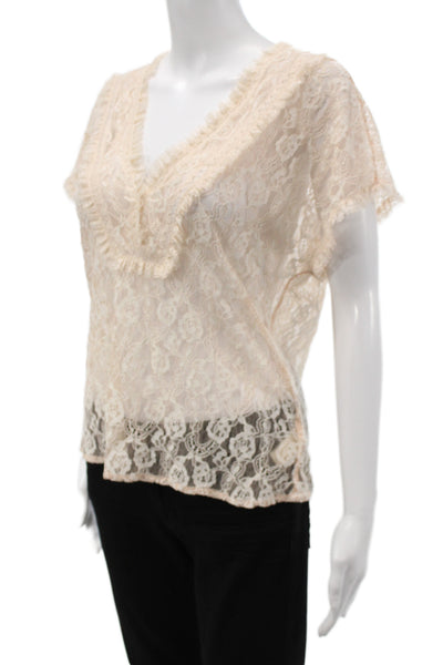 The Great Women Bohemian Floral Silk V-Neck Button-Up Blouse Sleeve Size 1