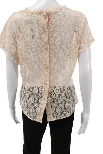 The Great Women Bohemian Floral Silk V-Neck Button-Up Blouse Sleeve Size 1