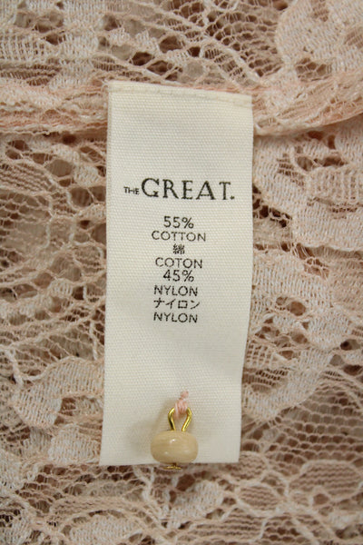 The Great Women Bohemian Floral Silk V-Neck Button-Up Blouse Sleeve Size 1