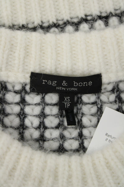 Rag & Bone Unisex Pullover Sweater White Crew Neck Alpaca Wool Size XS