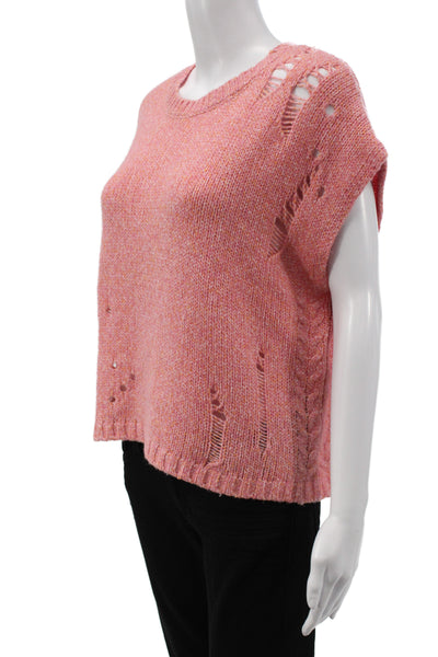 Raquel Allegra Unisex Pink Cotton Pullover Crew Neck Cap Sleeve Size 0