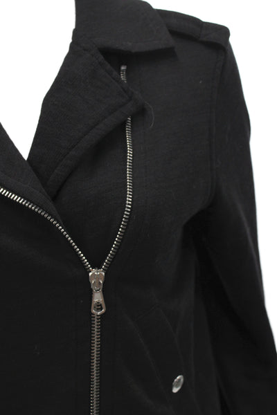 Rag & Bone Women Biker Motorcycle Jacket Black Collared Button Size S