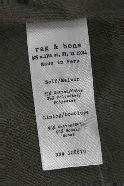 Rag & Bone Women Biker Motorcycle Jacket Black Collared Button Size S