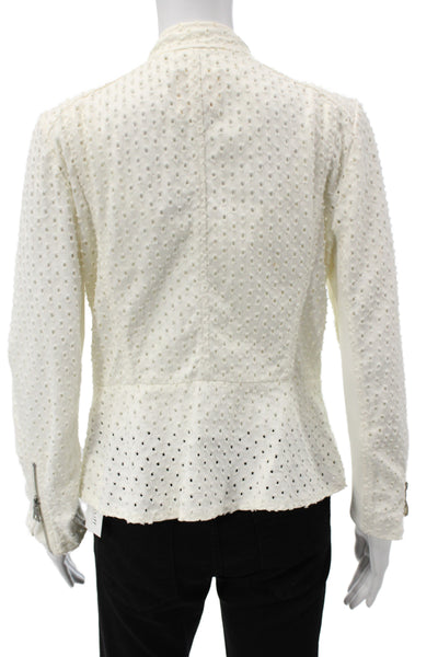 Rebecca Taylor Women Biker Jacket White Cotton Size 6