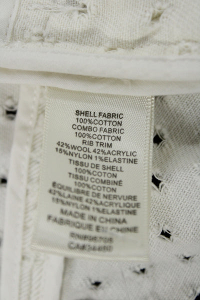 Rebecca Taylor Women Biker Jacket White Cotton Size 6