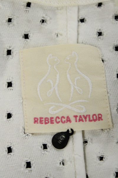 Rebecca Taylor Women Biker Jacket White Cotton Size 6
