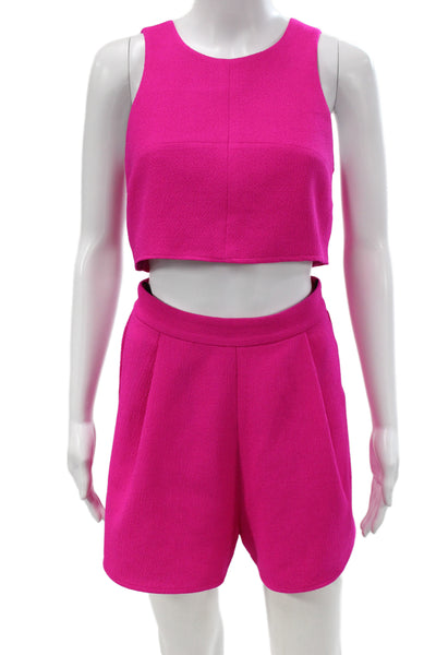 Black Halo Womens Tank Top Pleated Font Shorts Set Fuchsia Pink Size 4